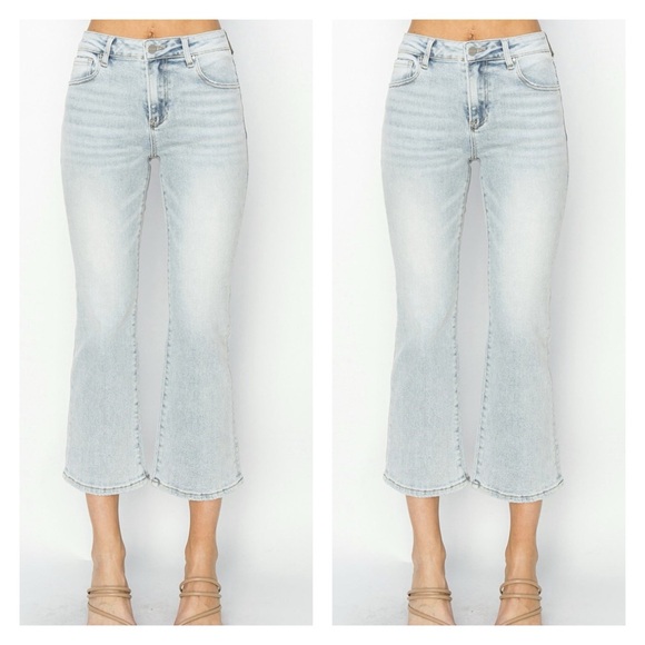 Risen Mid Rise Ankle Flare 5539 - Light Wash - Picture 1 of 5